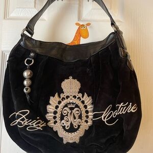 Juicy Couture Black Velvet Shoulder Bag